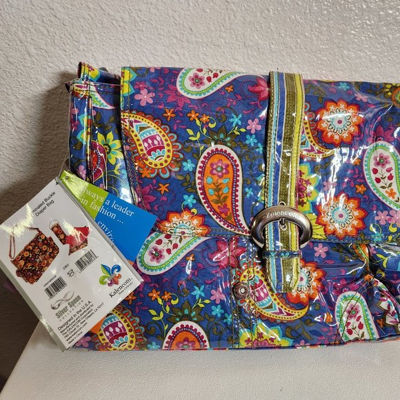 Diaper Bag NEW Laminated Buckle Bag Blue Paisley Floral Baby Kalencom FSTSP NWT - Picture 2 of 15